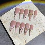 Blush Leopard Floral French Elegant Press On Nails