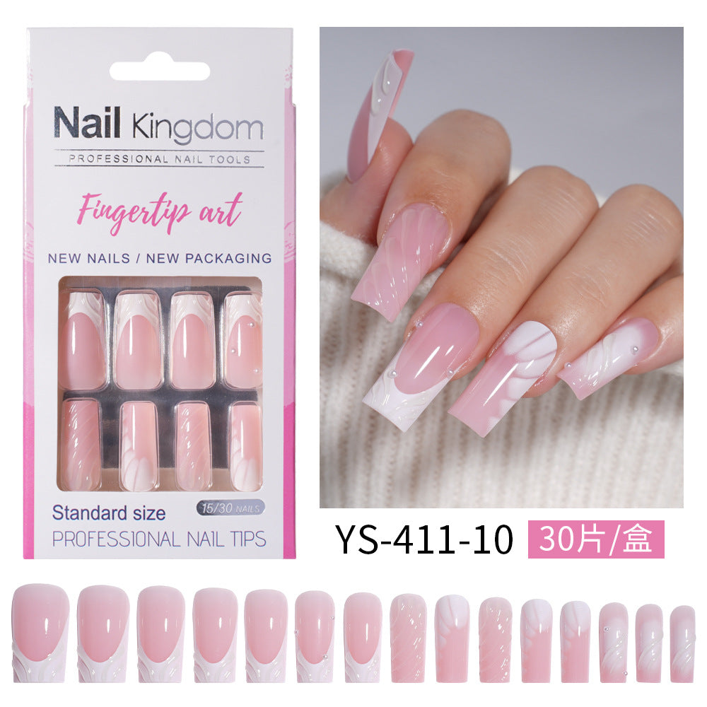 Press on nails advanced sense belt drill three-dimensional detachable nail art Spice girl fake nail press on nails wholesale