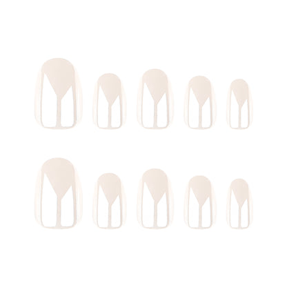 White solid color coating  wholesale short round simple beauty wearing fake nails｜365nails