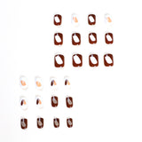 Unhas postiças marrom café, simples, bloco de cor, grafite, peça de unha, produto acabado, atacado, pressione ｜365nails