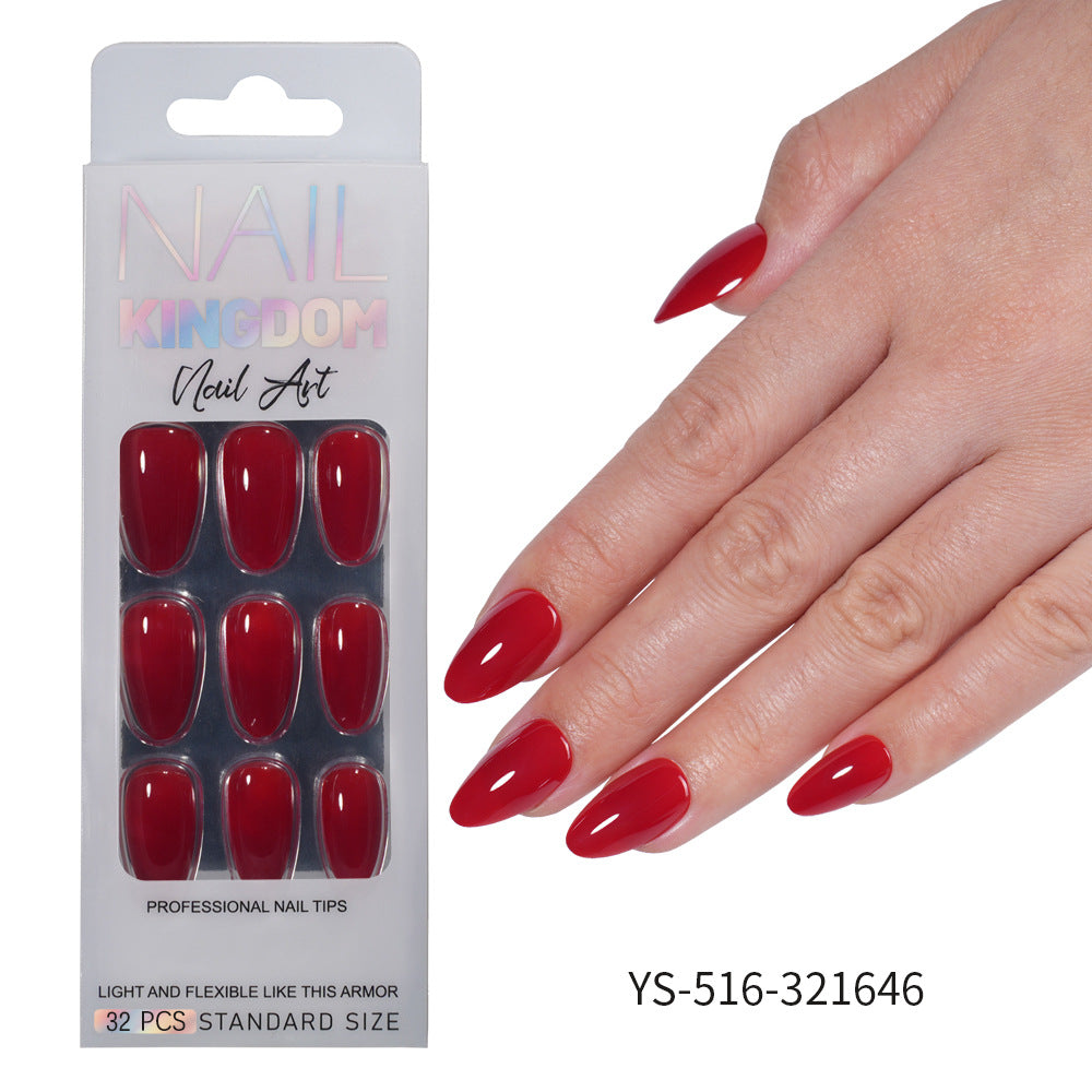 Press on nails Advanced Aurora Fine Flash Almond Short Nail Film Removable Fake Nail Prefabricated Solid Color  Nail Art Wholesale