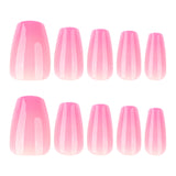 Mudança gradual de unhas de balé curtas em vermelho rosa, peça simples e popular para unhas postiças no atacado ｜365nails