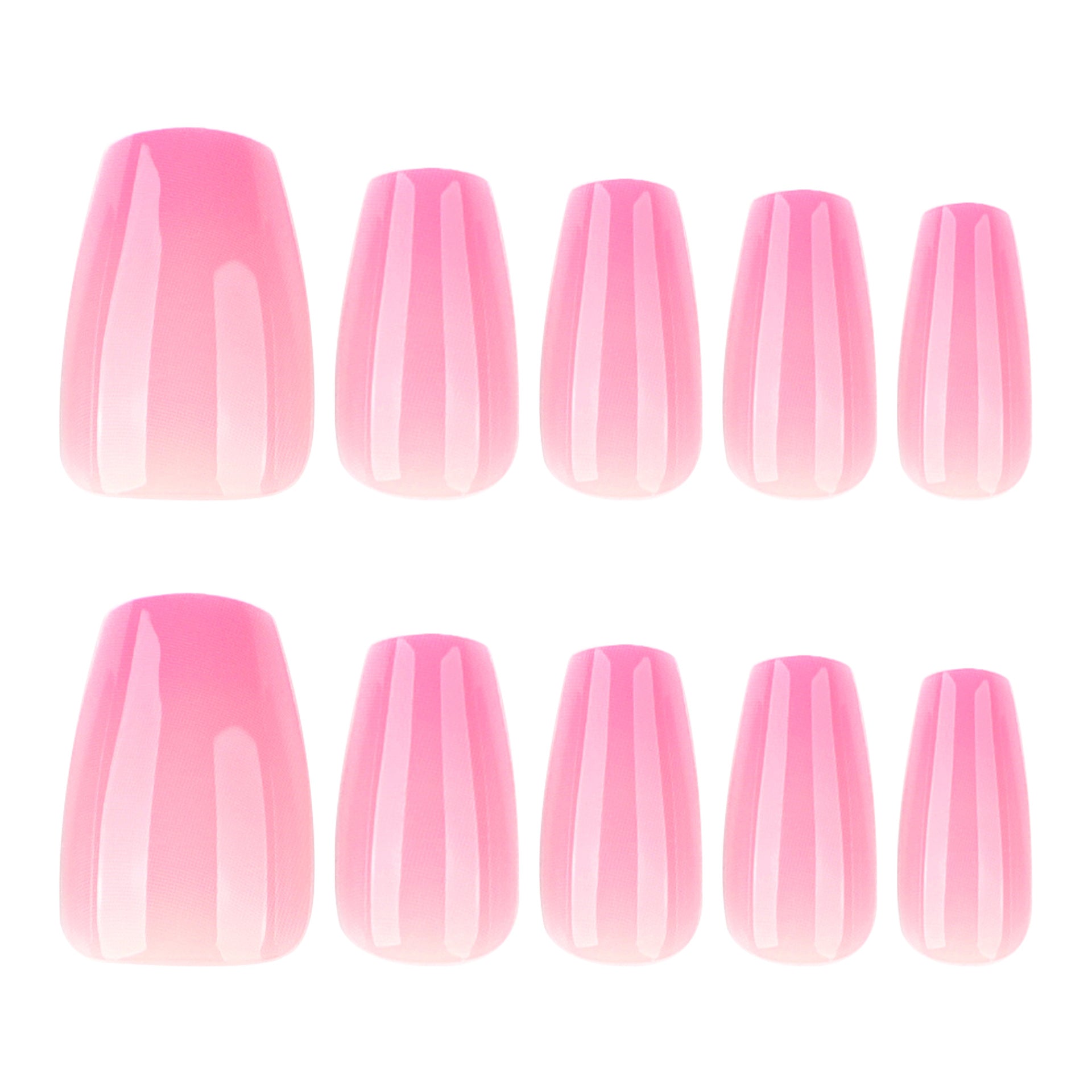 Mudança gradual de unhas de balé curtas em vermelho rosa, peça simples e popular para unhas postiças no atacado ｜365nails