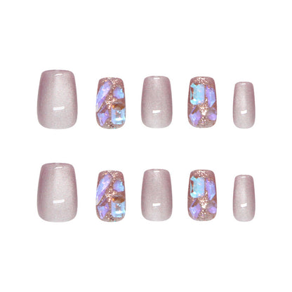 Nail Tips  prefabricated nail, simple cat eye fine flash, gentle fairy energy, lavender explosive flash diamond model, detachable wearable nail 30 pieces｜365nails