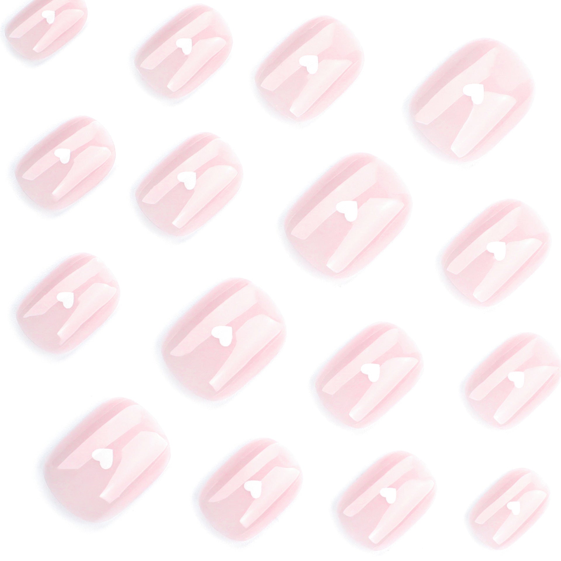 裸色美甲假甲 白色小愛心可穿戴迷你甲片 簡約款｜365nails