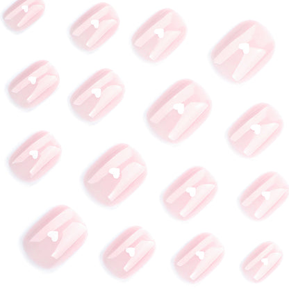 Nude manicure fake nails white small love wearable nail piece  simple wearable nail mini nail piece｜365nails