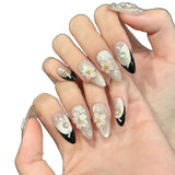 Unhas de pressão esculpidas à mão rosa, simples e delicadas, olho de gato, amêndoa francesa | 365nails