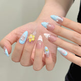 Blue Pearl Floral Beachy Summer Nails