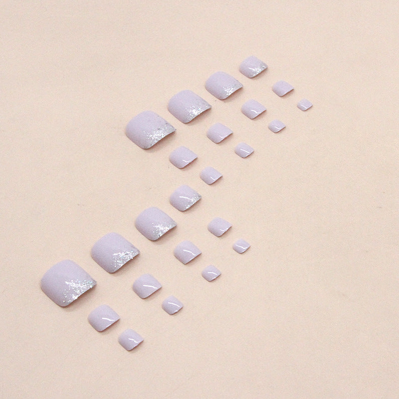 Solid color, elegant natural glitter, Press-on toenails fake nails｜365nails