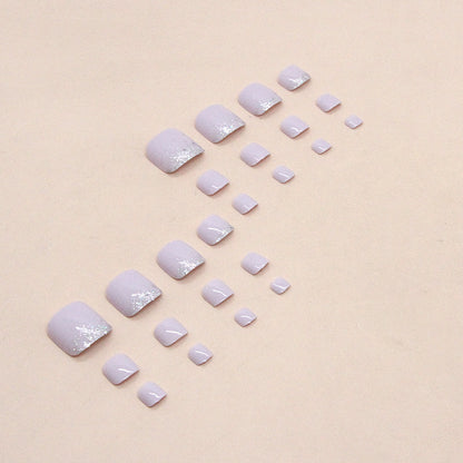 Solid color, elegant natural glitter, Press-on toenails fake nails｜365nails