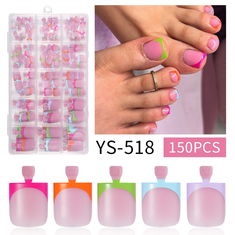 365nails：粉彩法式足部穿戴甲 — 短款方形
