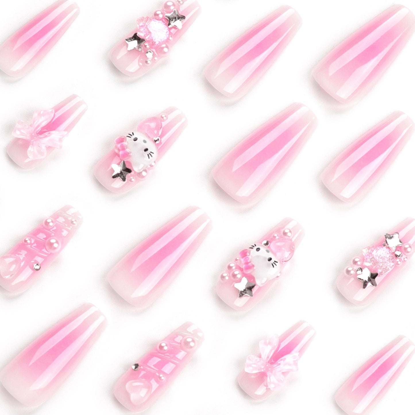 Cute Hello Kitty  three-dimensional water ripple nail art nail sticker bow ｜365nails