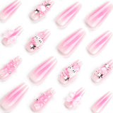 Lindo lazo adhesivo para uñas con diseño de Hello Kitty con ondas de agua tridimensionales ｜365nails