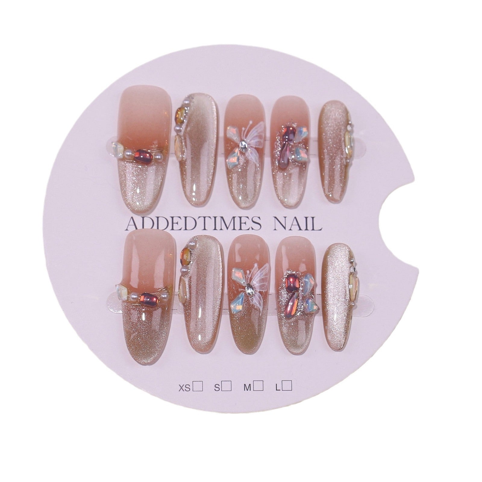 365nails-Dreamy Blush: "Crystal Bloom" – Almond Medium Length Handmade Nails