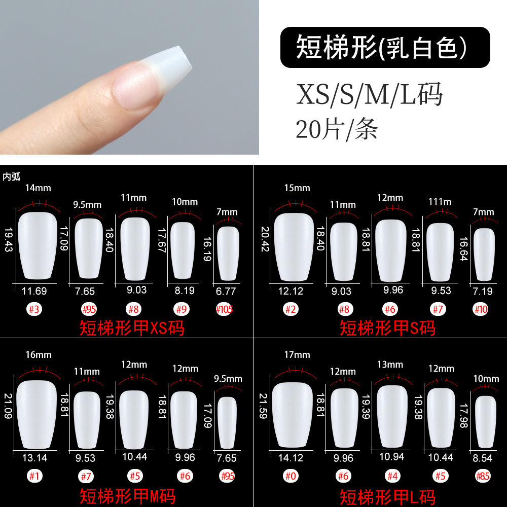 Nail Tips The new press on nails piece is divided into 20 pieces, the whole piece is seamless, and the short one is fully attached to the trapezoidal matte nail piece fake nail.