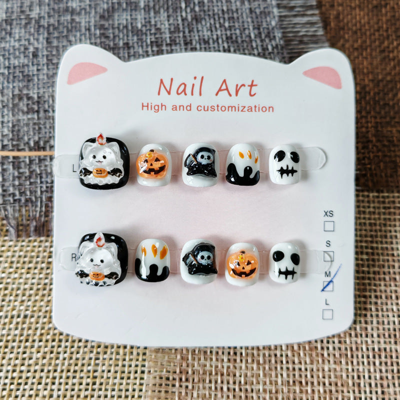 365nails-Spooky Halloween Kids Series: "Cute Halloween Squad" – Short Square Kids Nail Art