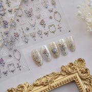 Vintage Gem & Gold Jewelry: "Regal Antique Charm" – 5D Embossed Nail Sticker