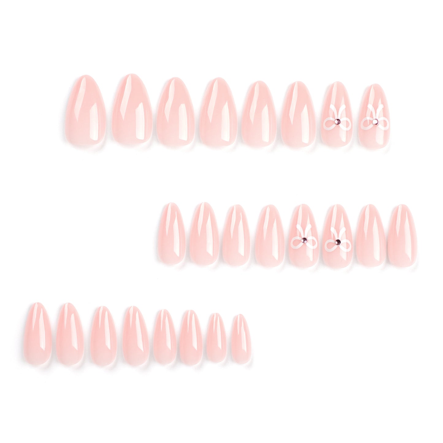 Simple white bow wearing armor short nude ins nail press o n nails wholesale｜365nails