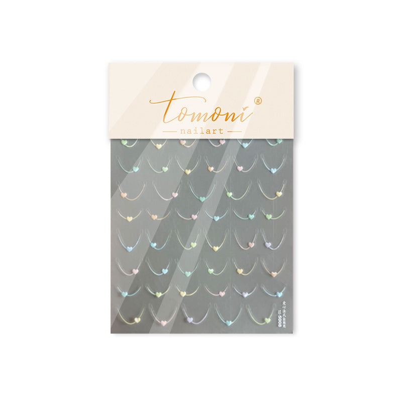 Minimalist Smile Line Collection: "Pearl Smile" – 3D Holographic Nail Sticker