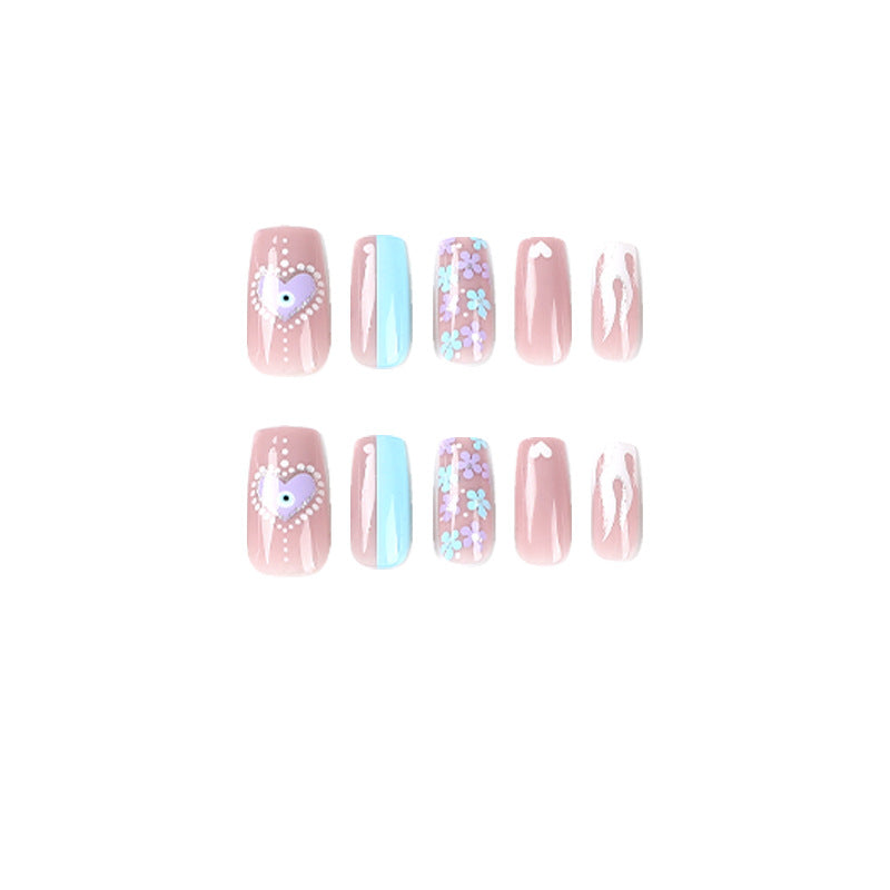 Press on armor finished white flame polka dots ins wind Press on armor gold glitter love pink blue flower nail piece｜365nails