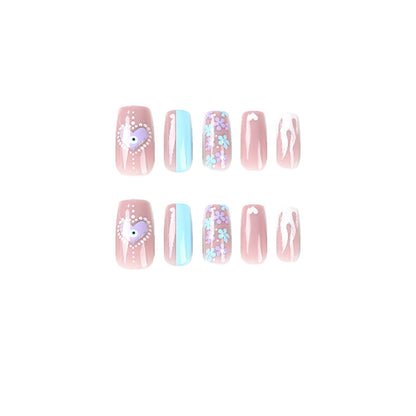 Press on armor finished white flame polka dots ins wind Press on armor gold glitter love pink blue flower nail piece｜365nails