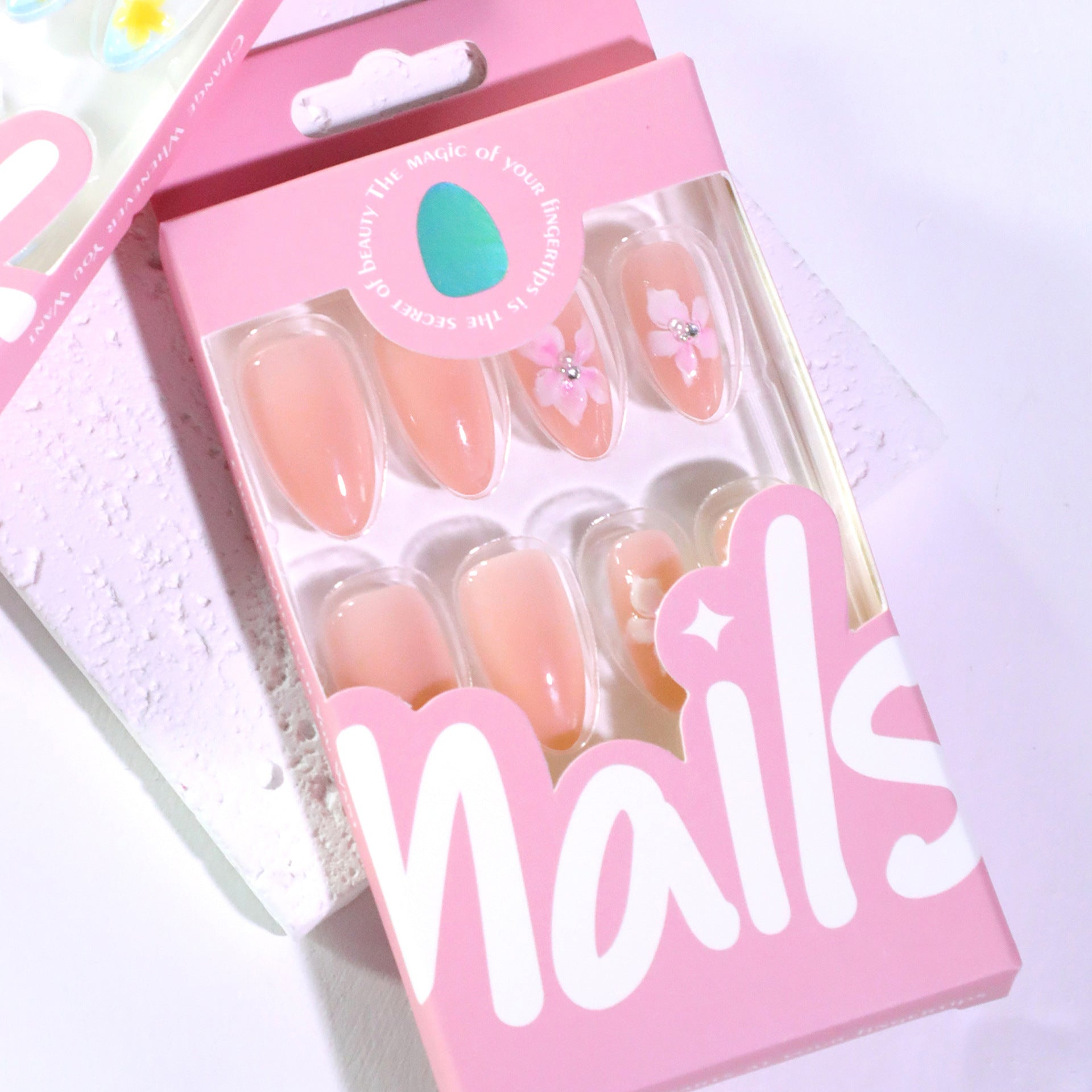 純欲風3D立體花朵短款杏仁形美甲｜網紅爆款 成品 批發｜365nails