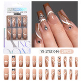 Press on nails fake nail patch extension nail Spice Girl medium rectangle removable 24 pieces with drill manicure