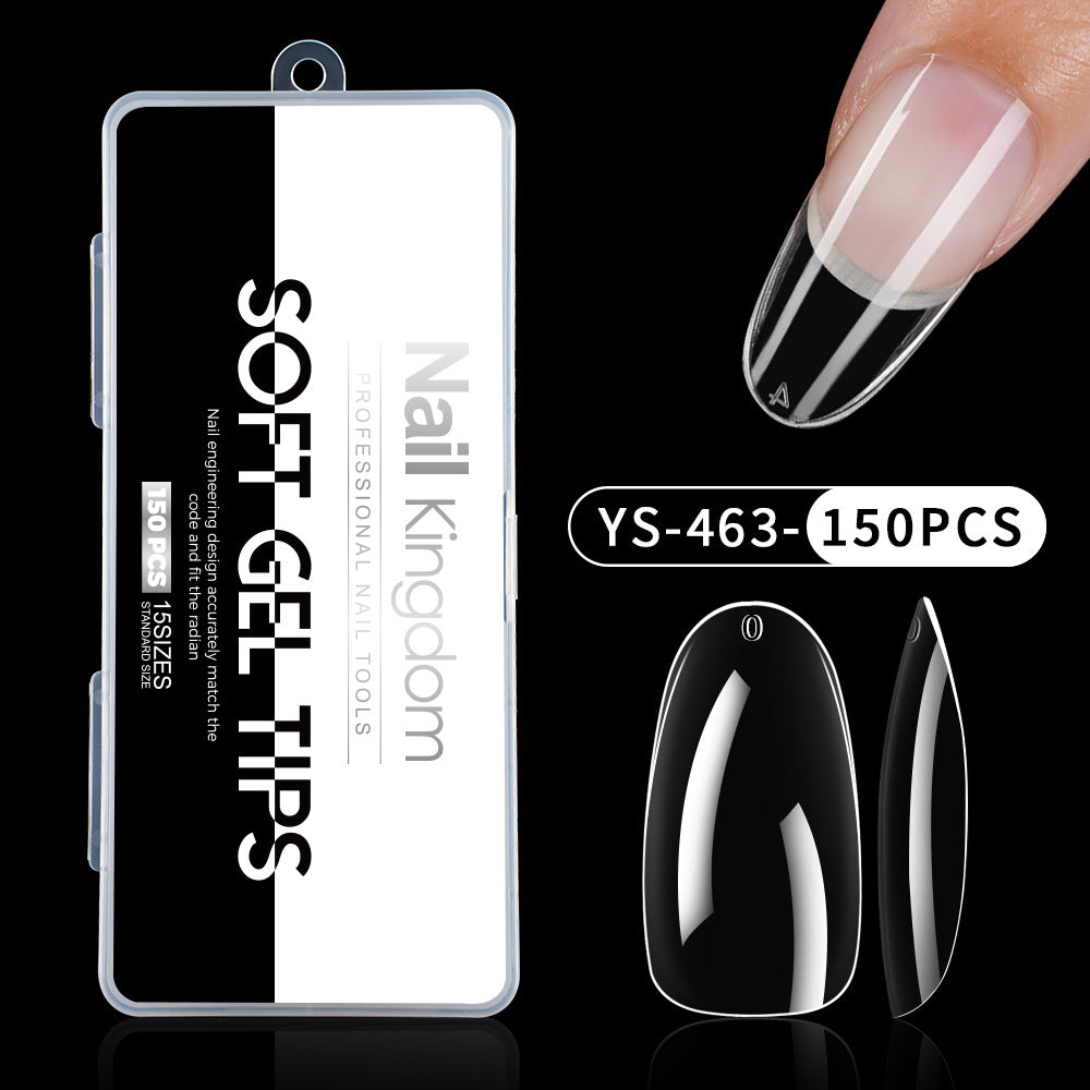 Nail Tips Full number of special nail pads for nail salons, transparent and seamless 150 pcs, boxed press on nails pads, almond trapezoidal fake nails.