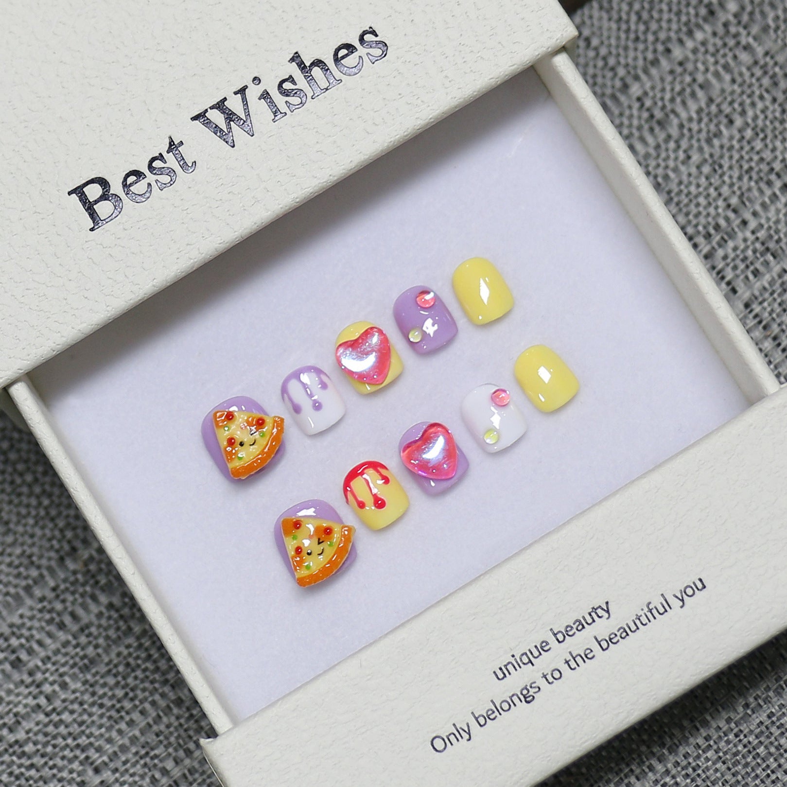 New handmade press-on nails cute cartoon fake nail flakes 3-12 years old