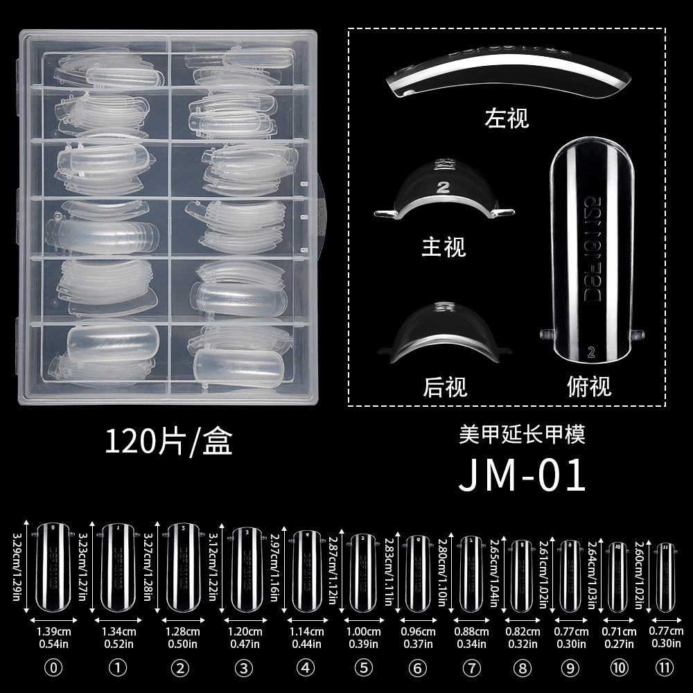 Nail Tips 120 transparent crystal nail molds, boxed with graduated crystal extension nail molds,  rapid phototherapy extension nail molds
