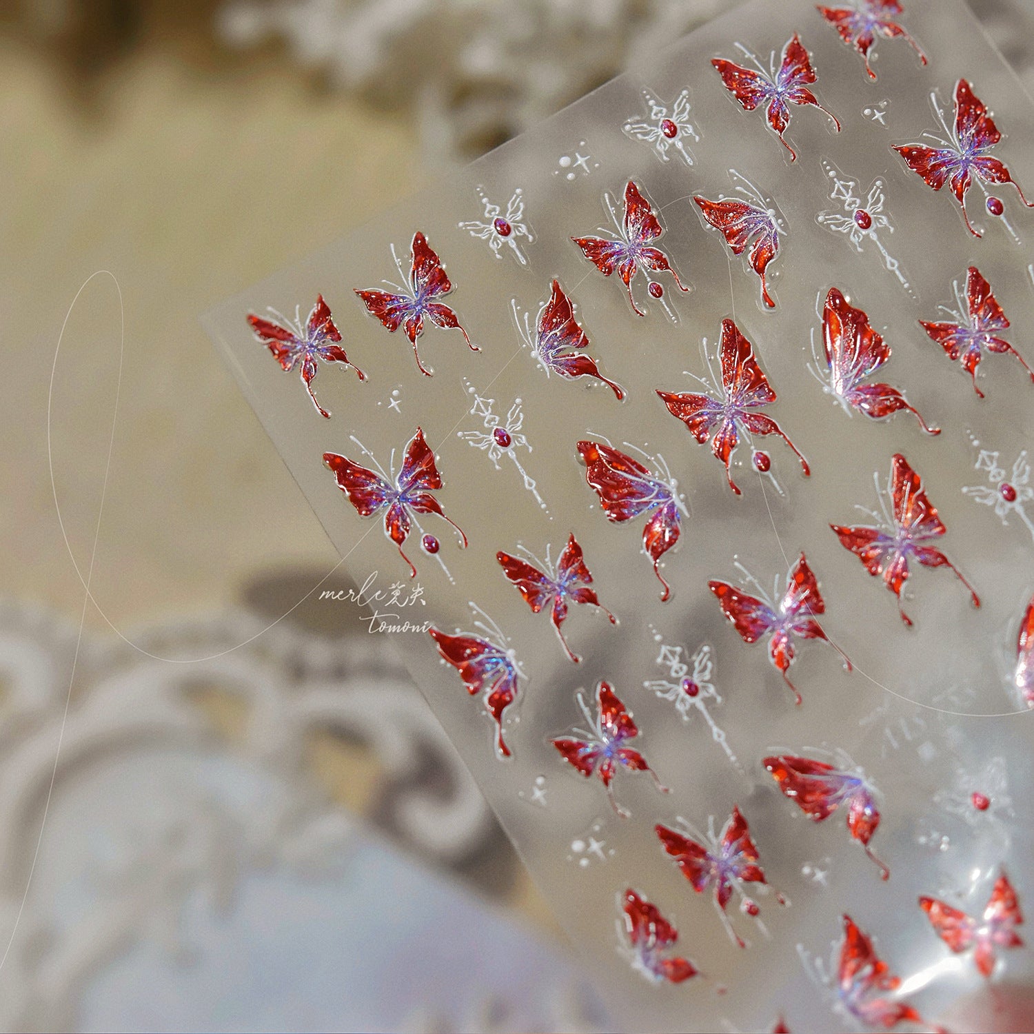 Crimson Butterfly Collection: "Jelly Ruby" – 3D Jelly Nail Sticker