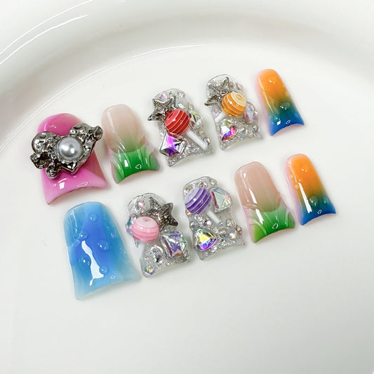 Duck bak nail blush gradual chang ic through    prsonality handmad prss-on nails wholsal｜365nails