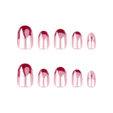 Uñas francesas rojas con un dulce toque de cereza, uñas postizas reutilizables, venta al por mayor de uñas Yiwu | 365nails