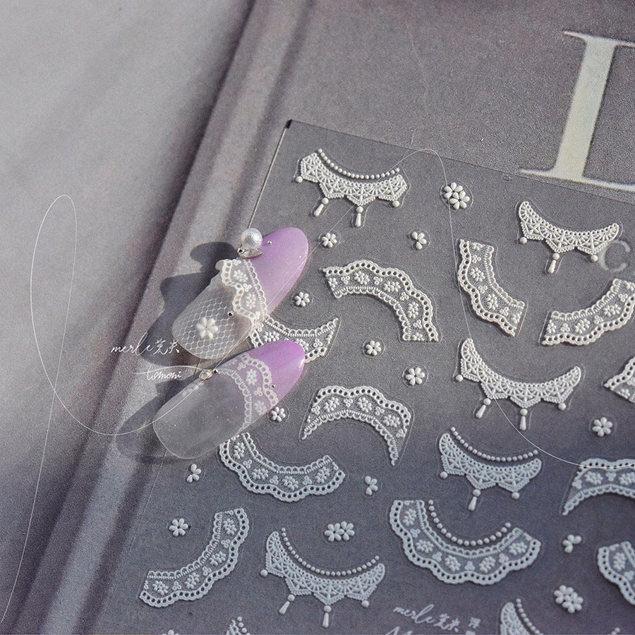 365nails: "White Lace Charm" – Delicate Nail Stickers