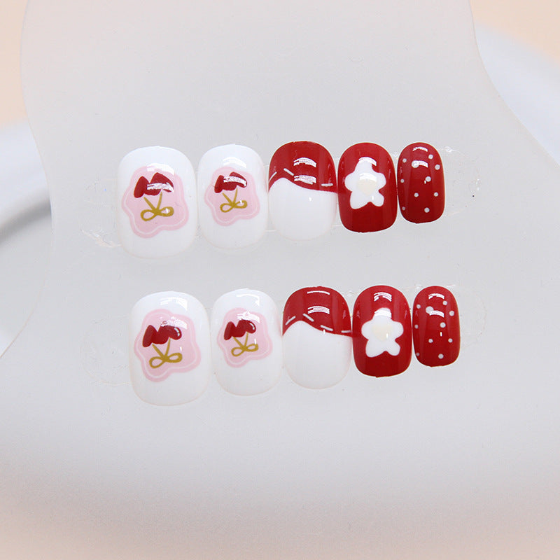 Kids nails Red Polka Dots Strawberry Nail Art Patches 24 Tablets｜365nails