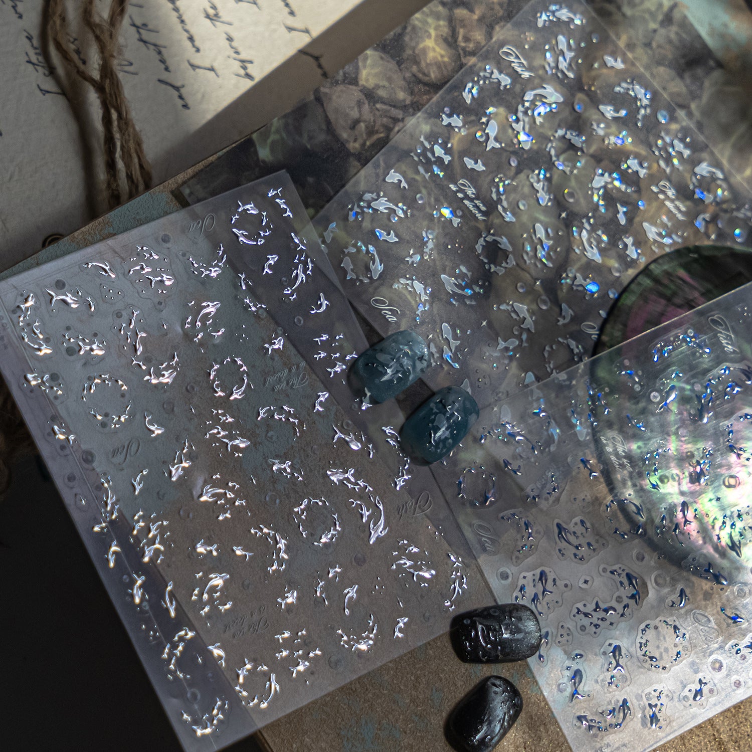 Holographic Fish Collection: "Iridescent Sea Fish" – 3D Embossed Nail Sticker