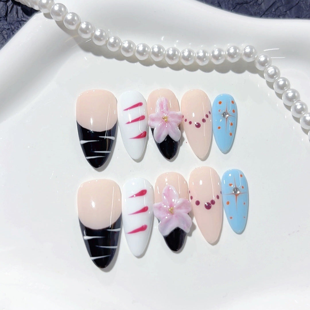 Sakura Edge: "Sakura Sangrenta" – Unhas Postiças Longas Amendoadas