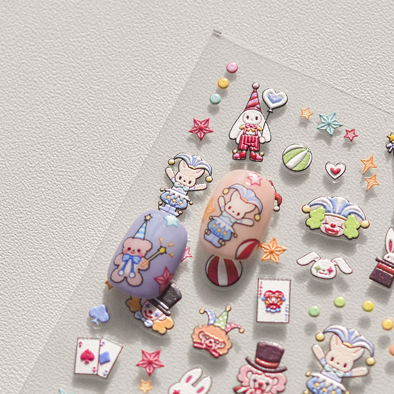 365nails：可愛馬戲團小丑 — 美甲貼紙