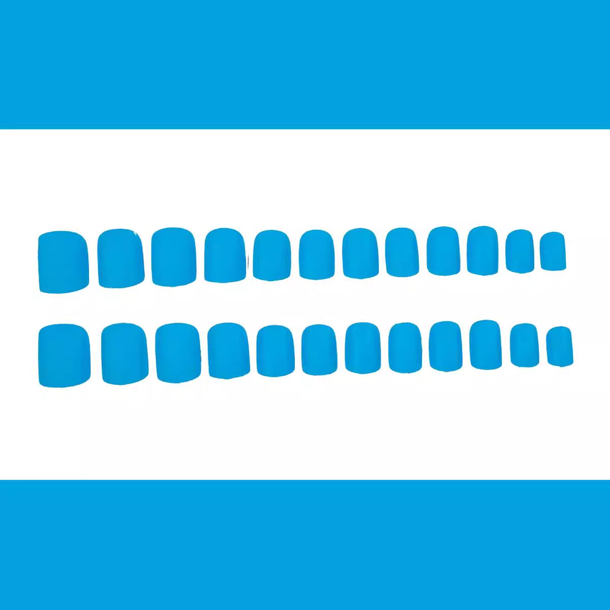 Parche de uña postiza con esmalte mate de color sólido, azul y blanco, para uñas postizas, acabado impermeable y extraíble | 365nails