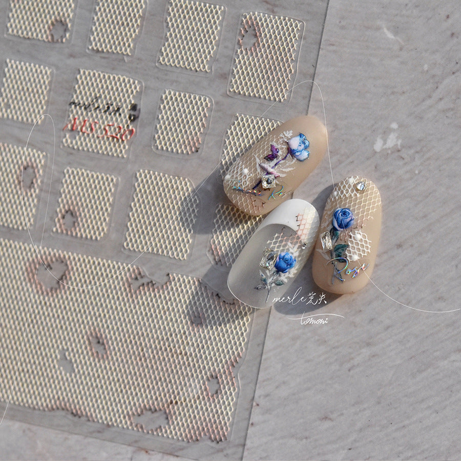Pastel Checkered Square: "Vintage Gingham Plaid" – 5D Embossed Nail Sticker