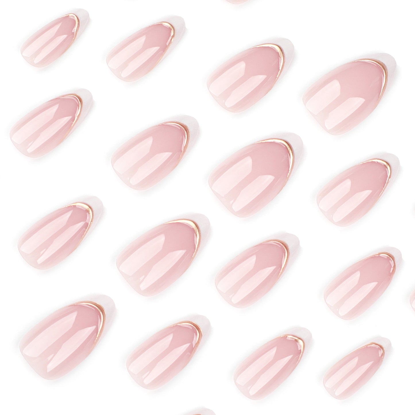 Manicura francesa blanca sencilla con rayas doradas 3D, acabado extraíble | 365nails