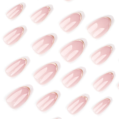 Manicura francesa blanca sencilla con rayas doradas 3D, acabado extraíble | 365nails