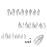 Gothic Cool Spicy Silver 3D Stereoscopic Short Almond press-on nails