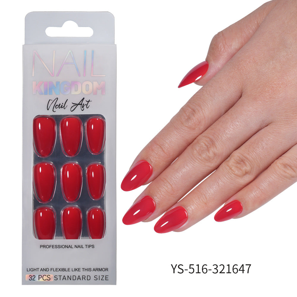 Press on nails Advanced Aurora Fine Flash Almond Short Nail Film Removable Fake Nail Prefabricated Solid Color  Nail Art Wholesale