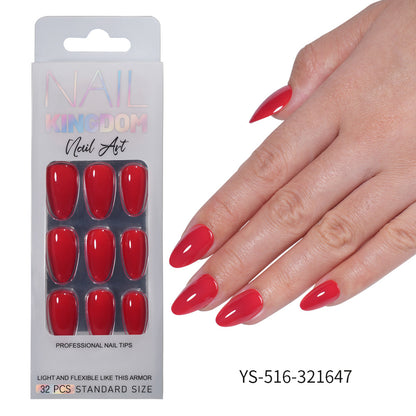 Press on nails Advanced Aurora Fine Flash Almond Short Nail Film Removable Fake Nail Prefabricated Solid Color  Nail Art Wholesale