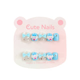 Children's cartoon short manicure 3D children's bow wearing armor 10 pieces three-dimensional diamond-set jade cinnamon dog nail pieces
