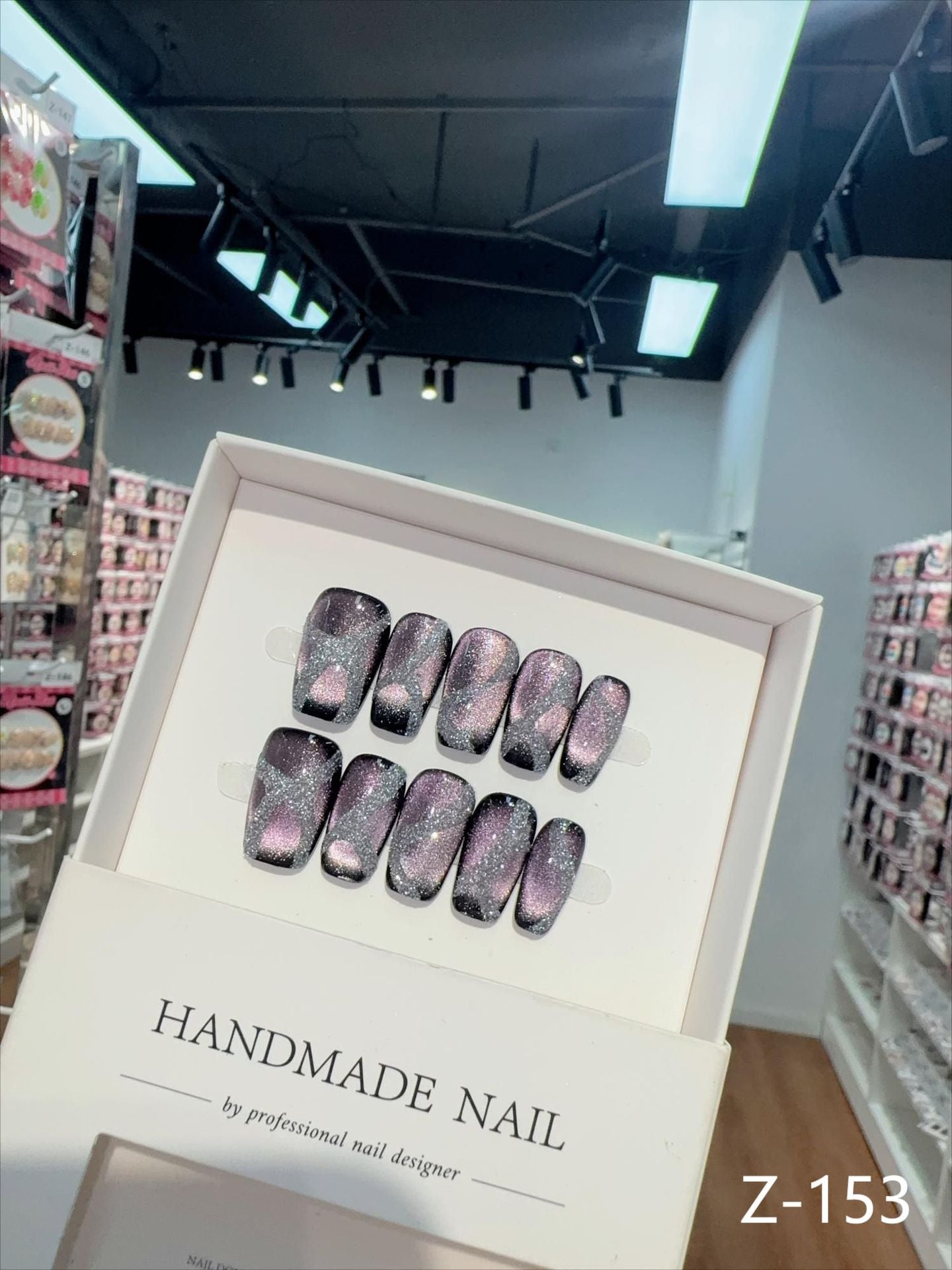 365nails: "Nebula Dream" – Magnetic Cat Eye & Glitter Handmade Short Square Nails