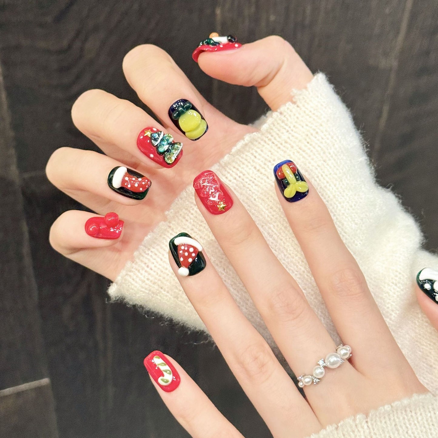 Festive Christmas Cartoon Press On Nails