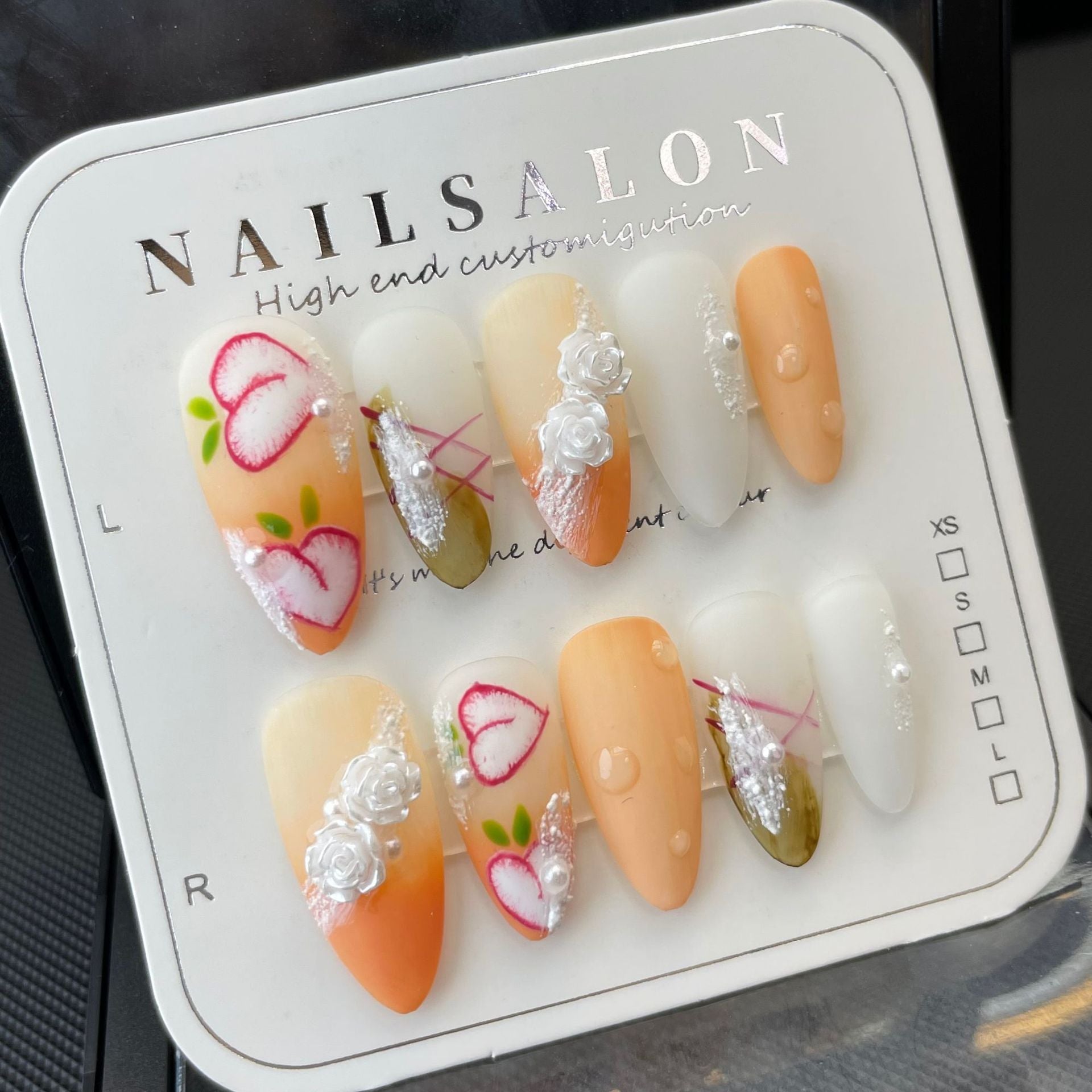 Handmade manicure Internet celebrity nail early spring fresh girl rose fake nails white fairy press-on nails | 365nails