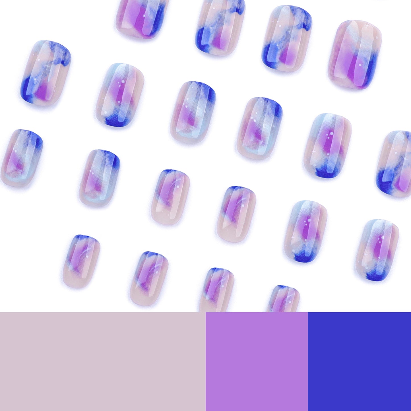 Short Short Round Wearing Nail Pads Wholesale Color Smudge Nail Art False Nails Galaxy Star Nail Art Nail Patch｜365nails